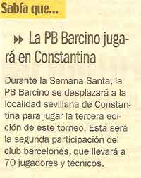 El diari Sport es cap a eco de la participació de la P.B.Barcino en el 3 Torneig de Constantina