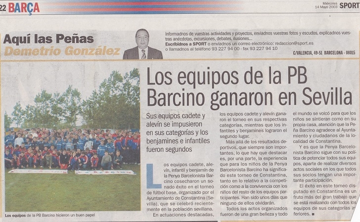 El diari Sport publicava la partdipacio de la Barcino